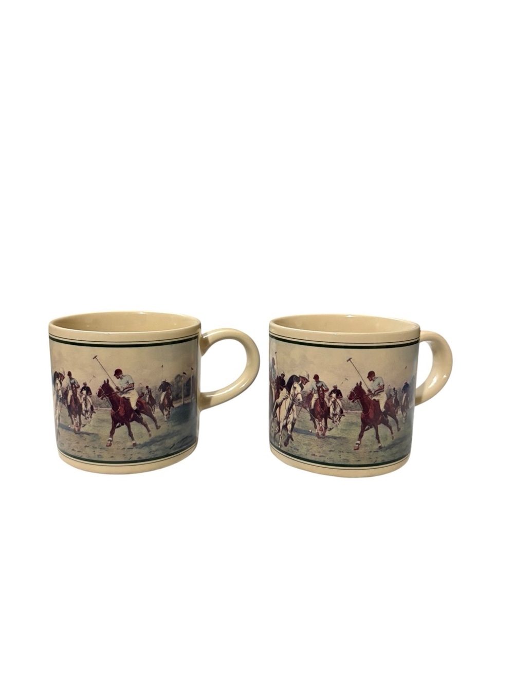 Vintage 1987 Ralph Lauren Polo Set of 2 Coffee Mugs Cups Polo Match Retro VTG